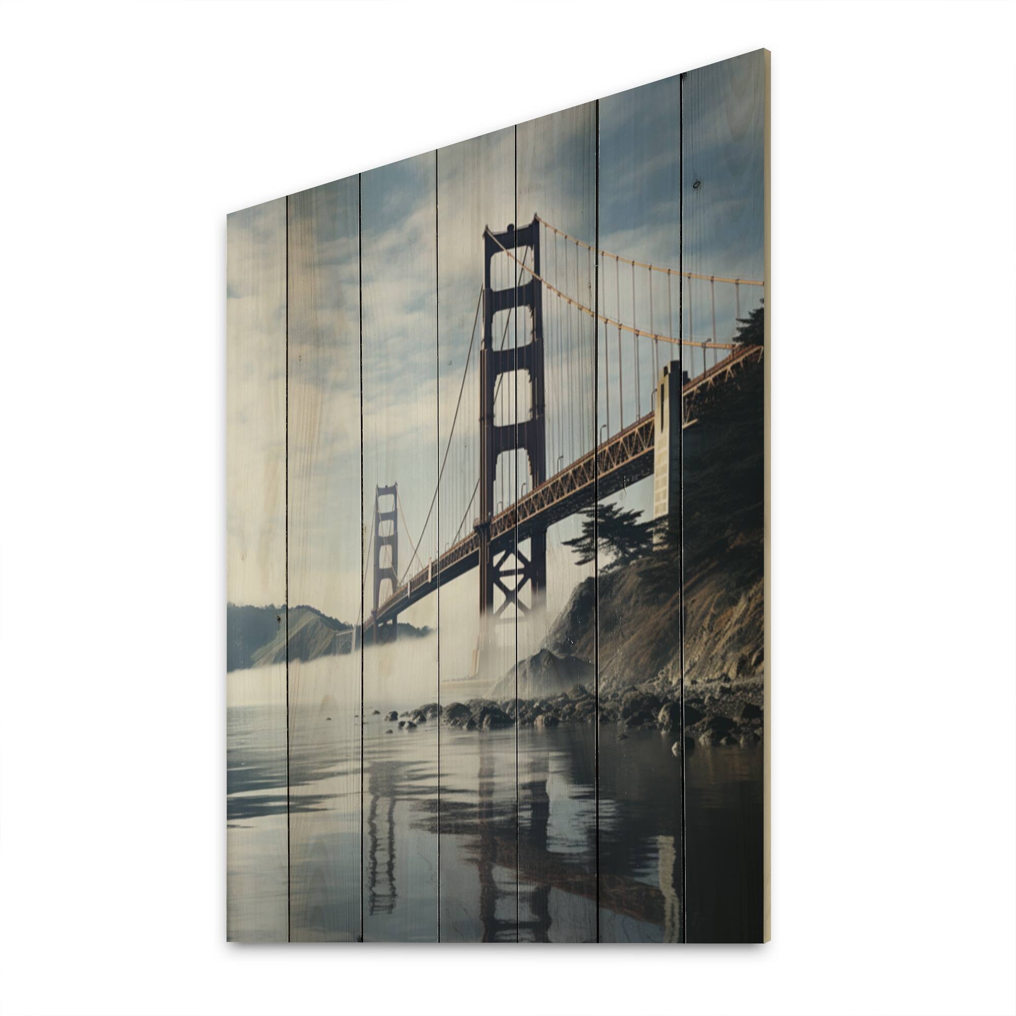 Designart "Grey Bridge Majestic Arch Graphite II" Cityscapes Print on